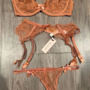 Agent Provocateur Lace Bra Set in Tan